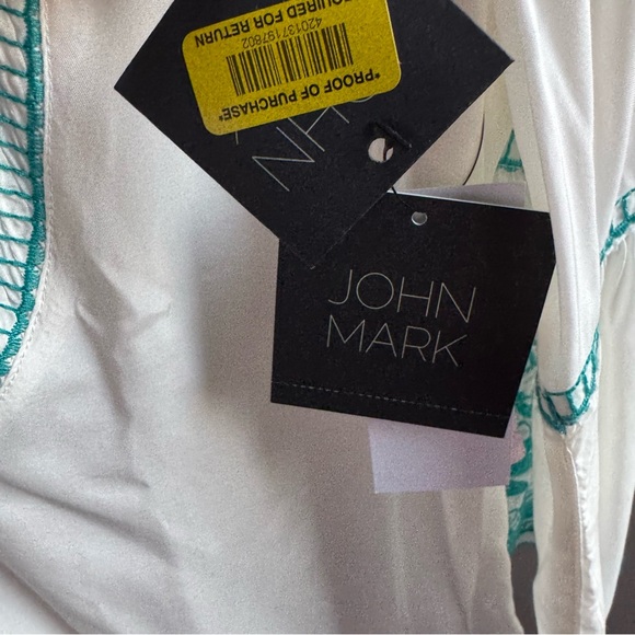 NWT John Mark Green Embroidered Floral Peasant Bohemian V-Neck Blouse Tunic - Picture 5 of 9